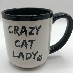 101 Strawberry Street black and white crazy cat lady mug